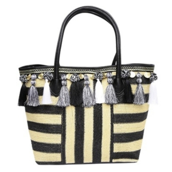 ALDO Black & Beige Striped Tote Bag - Picture 1 of 10